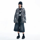 Washed Painted Check Shirt - CHARCOAL