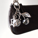 Silver cherry star keyring