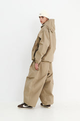 BIG POCKET HOODED JACKET BEIGE