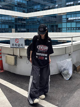half track side zipper pants