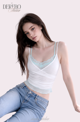 マッシュ レースラップ レイヤードスリーブレスTシャツ