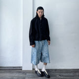 Snowwashed Leopard Wide Denim Culottes