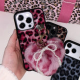 [magsafe glass] leopard fur case - pink