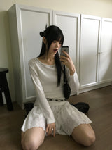 アルカンベーシックリブドUネックインナー長袖Tシャツ