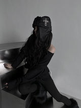 cross stud fur trapper hat