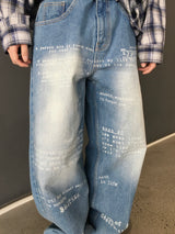 タイピングレタリングスナップデニムパンツ 2C
