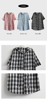 Roaming Check Hooded Short Sleeve Shirt Southern