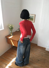 RIB U-NECK CARDIGAN