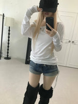 eyelet punching shirring long tee(4 color)