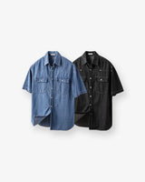 LMN Rivet Western Denim Short-Sleeved Shirt (2 colors)
