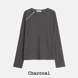コルディ ワッフル ショルダー ジップアップ ティーシャツ