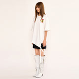 アシンメトリックベルトTシャツ - ホワイト