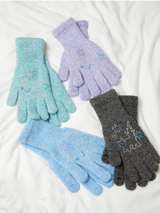 Wool two-color yarn blended warm four-color rhinestone gloves