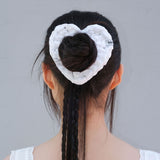 Crochet Heart Scrunch - White