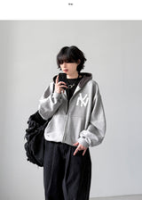 Applique クロップフードジップアップ