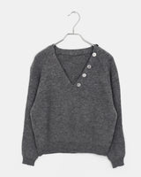 Seon Muffler Two-Way Button V-Neck Knit