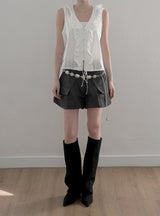 パンチレースラッフルブラウス