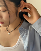 Chiffon heart earring (silver)