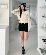 LOGO COLLAR CABLE CARDIGAN [3color]