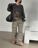 leopard leopard wide long pants