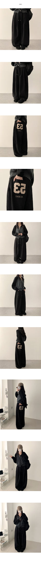 Keno Number Patch Back Pocket Banding Wide Pants