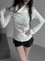 melt drape neck slim T (3color)