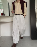 Onen One-Tuck Cotton Wide Slacks