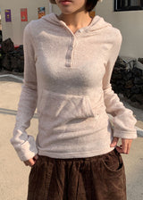 WOOL BUTTON HOOD TEE