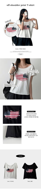 Edding Unfoot Off-Shoulder Printed Short Sleeve