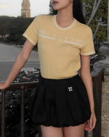DVRK PRIVÉ BAR LOGO KNITTED CROPPED T-SHIRT - YELLOW