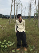 リブラインマッスルフィットジップアップニット