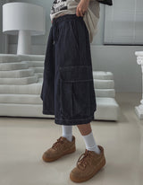 Root Stitch Cargo Bermuda Denim Pants