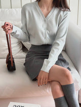 Lensi V-neck basic knit cardigan