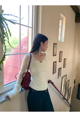 Mink Cuffs Square Neck Lace Long Sleeve T-shirt