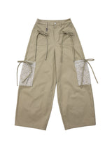Ribbon Cotton Pants (Beige)