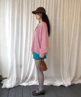 MOHAIR V-NECK OVERSIZED KNIT (9COLORS!)
