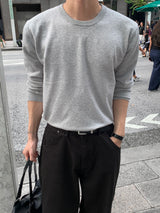 エインテンションウォッシュドラウンドネックニット