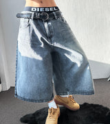 Bodi Snow-Washed Balloon Denim Bermuda Shorts 2color