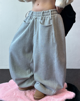 Balloon Wide Collie Belt Color-Point Fleece Balloon Wide Pants 🖤💜 5COLOR