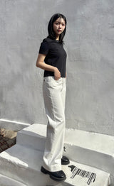 HEMLINE WHITE DING DENIM PANTS code 25010