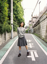 TTTTwister Pleat Skirt - Check Black