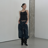 STRAP DETAIL HALTER NECK BLOUSE (BLACK)