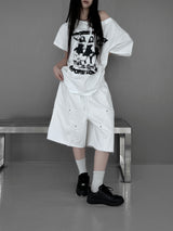 rivet flow bermuda pants (3color)