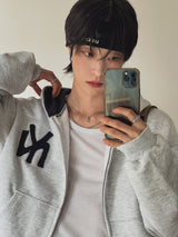 NYアップリケクロップフードジップアップ