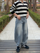 Stripe collar knit