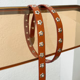 Orange Flower Leather Belt