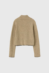 【即日発送】vintage stitch high-neck collar cardigan