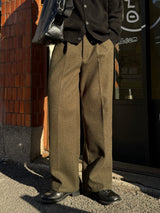 City wool one tuck wide pants