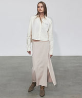 SIDE SLIT LONG SKIRT_BEIGE