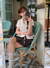 Summer Linen Pleated Ribbon Skirt Pants (3color)